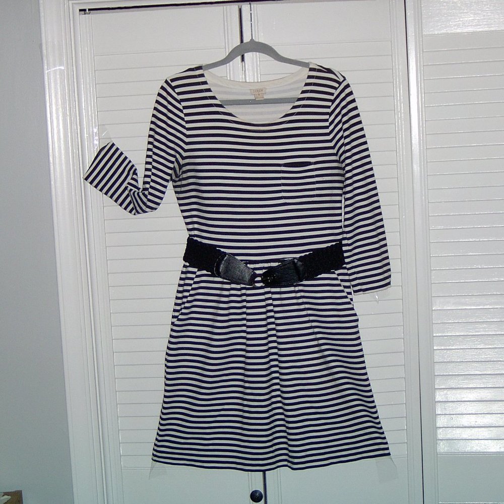 J Crew Factory Black & White Striped Size 8 Dress